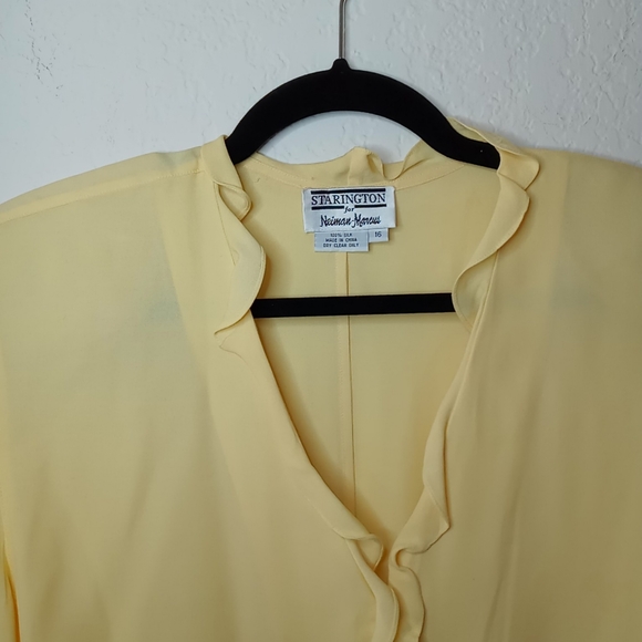 Neiman Marcus Yellow Silk Crepe Blouse - Picture 4 of 5